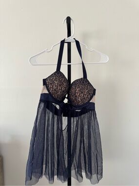 Victoria's Secret Navy Lace Babydoll Chemise